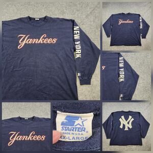 Vintage New‎ York Yankees Shirt Mens 2XL MLB Baseball Starter Long Sleeve 90s